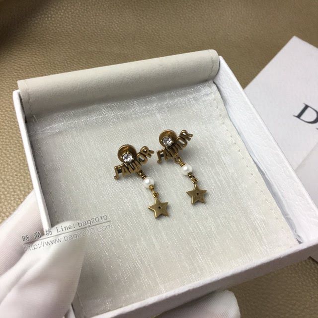 Dior飾品 迪奧經典熱銷款jadior字母星星珍珠長款耳環耳釘  zgd1489